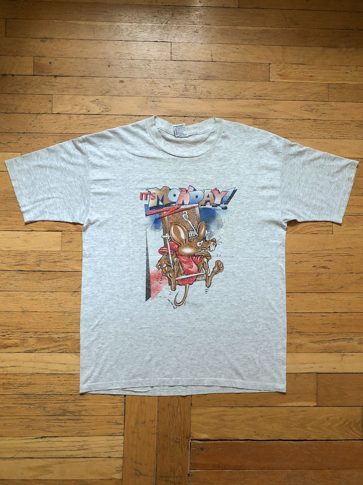 Vintage 1996 Single Stitch Faded 'It's Monday' Mouse T-Shirt Size US L / EU 52-54 / 3 - 2 Thumbnail