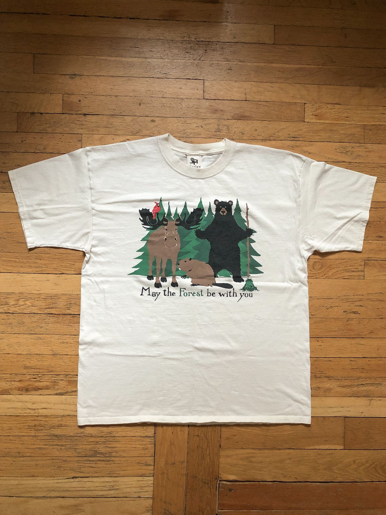 Vintage 90s Faded Beige 'May the Forest be with you' T-Shirt Size US XL / EU 56 / 4 - 2 Thumbnail