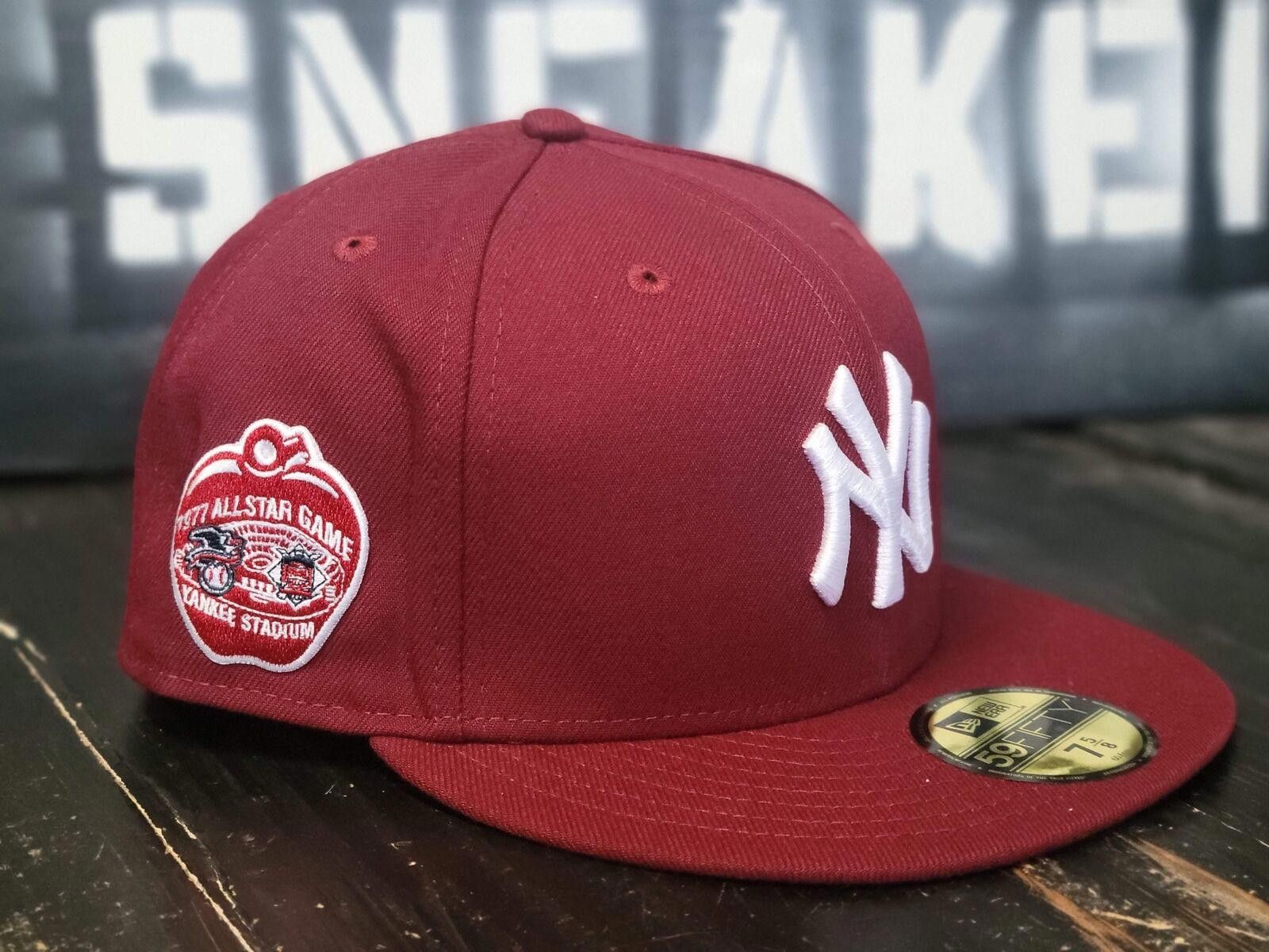 New Era Yankees 1977 Maroon Red Apple Fitted Hat Men 7 5/8