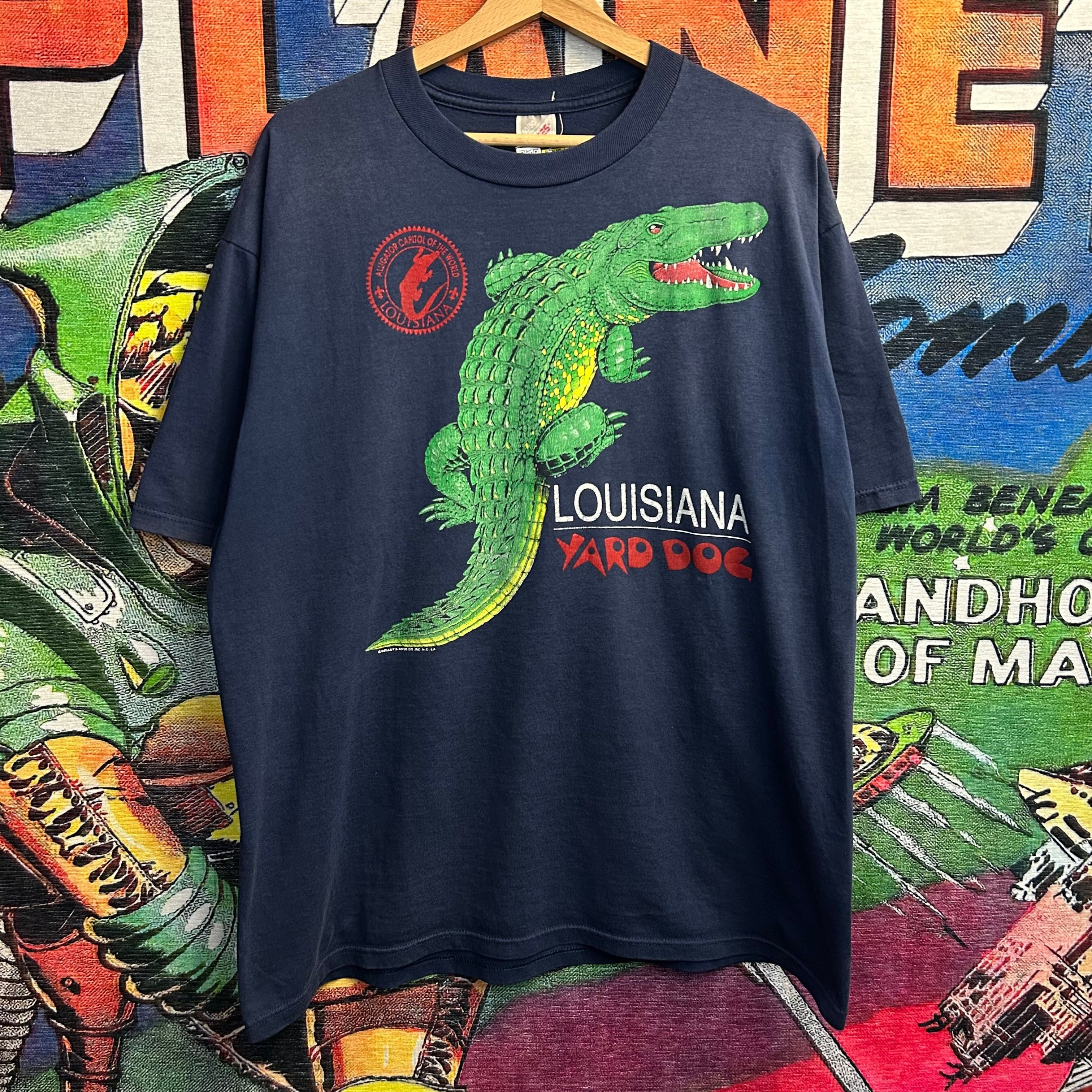 Men's Vintage Louisiana Yard Dog Alligator Graphic Short Sleeve T-Shirt 2XL