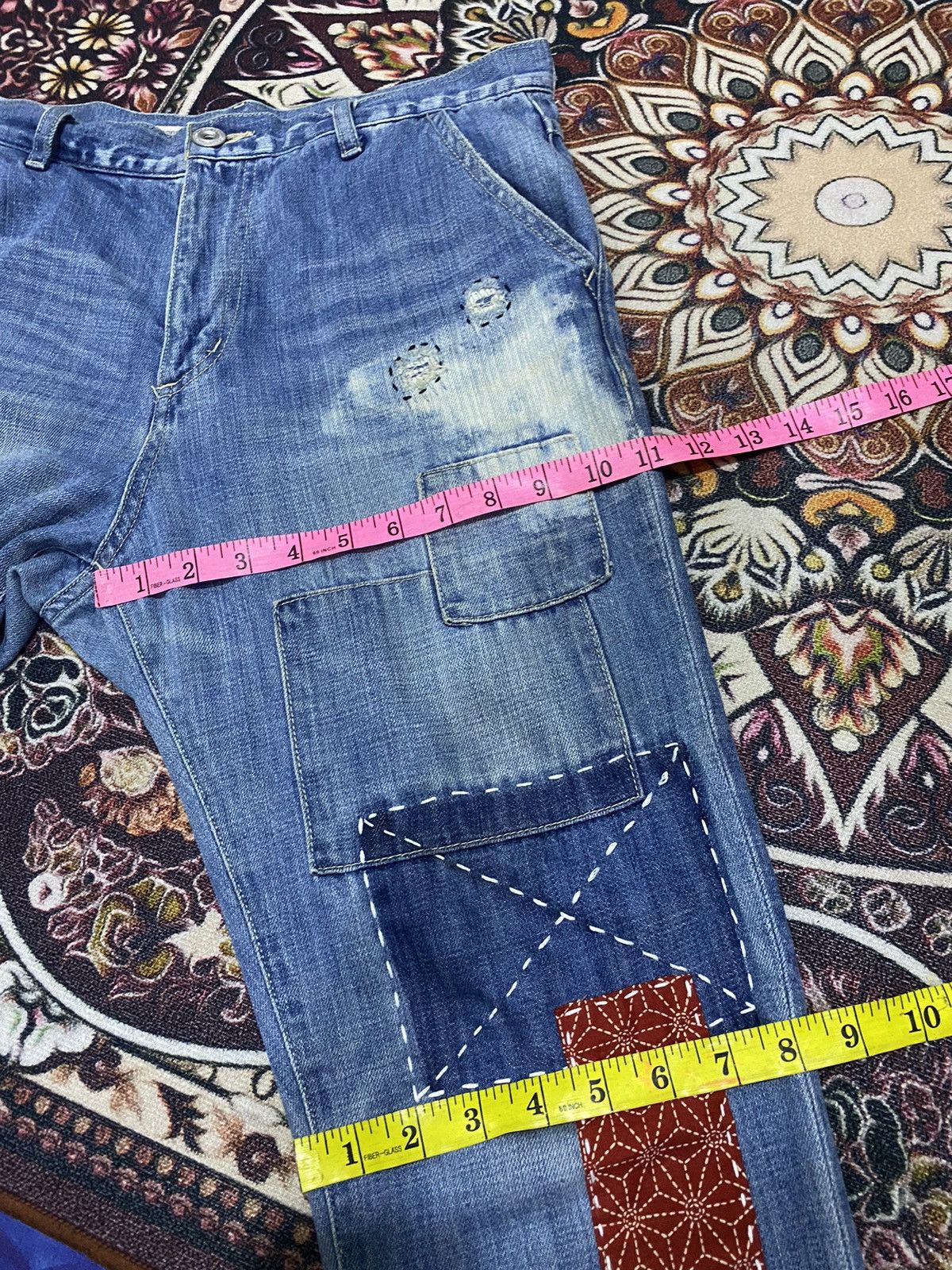 Designer 🔥 Steals 🔥 Distressed Sashiko Niko and … Jeans Size US 33 - 16 Thumbnail