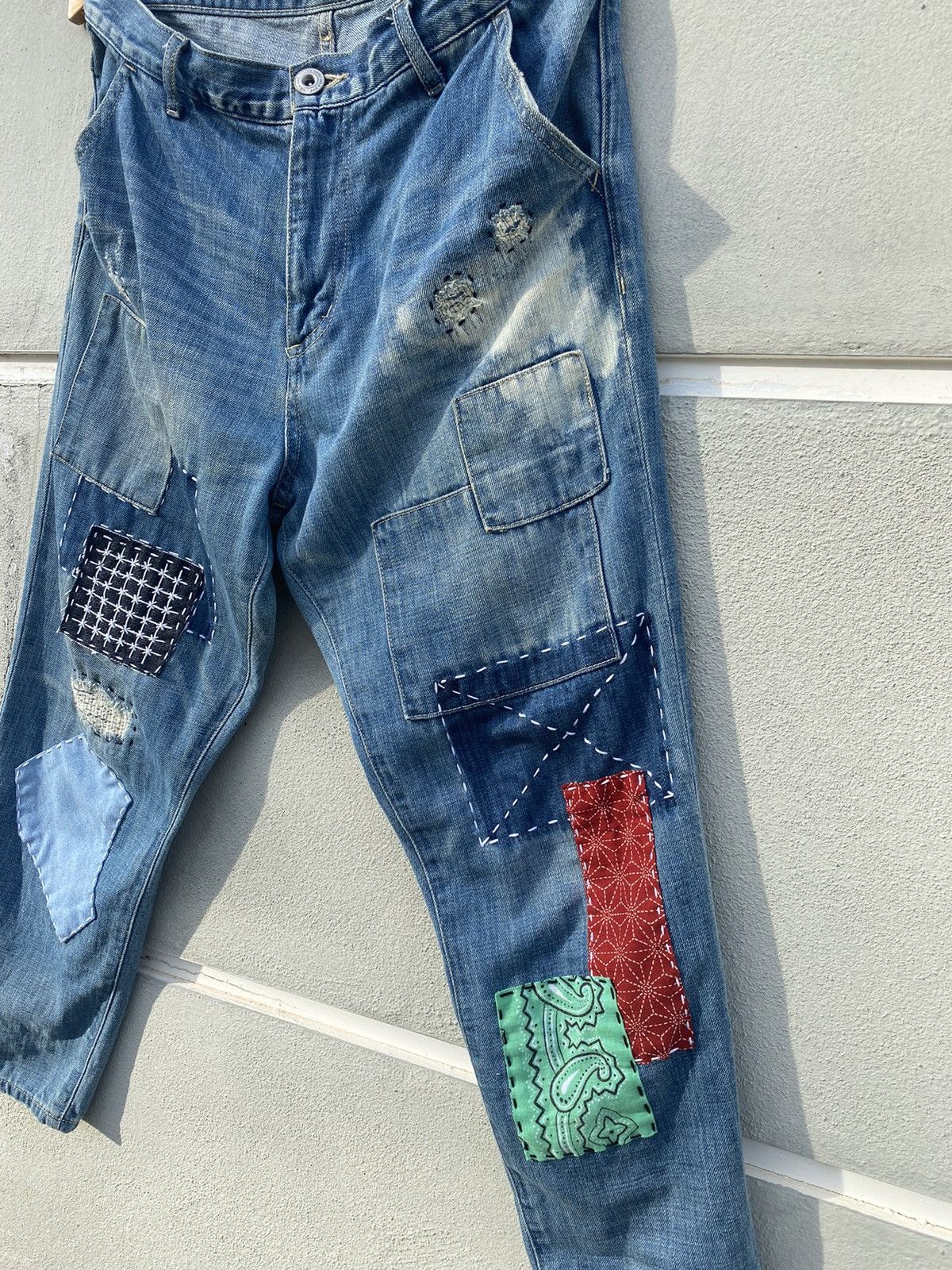Designer 🔥 Steals 🔥 Distressed Sashiko Niko and … Jeans Size US 33 - 5 Thumbnail