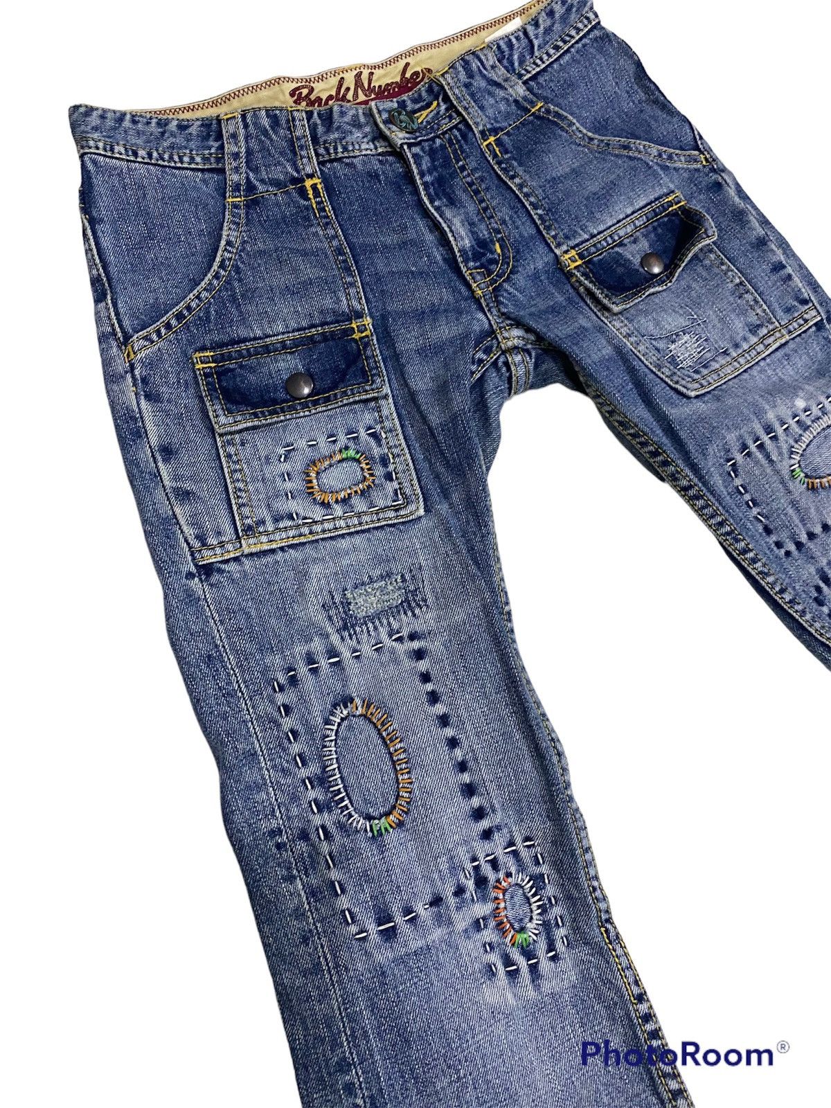 image of Archival Clothing x Distressed Denim Back Number ( Sashiko ) Bush Pants Look Like Hysteric Design i