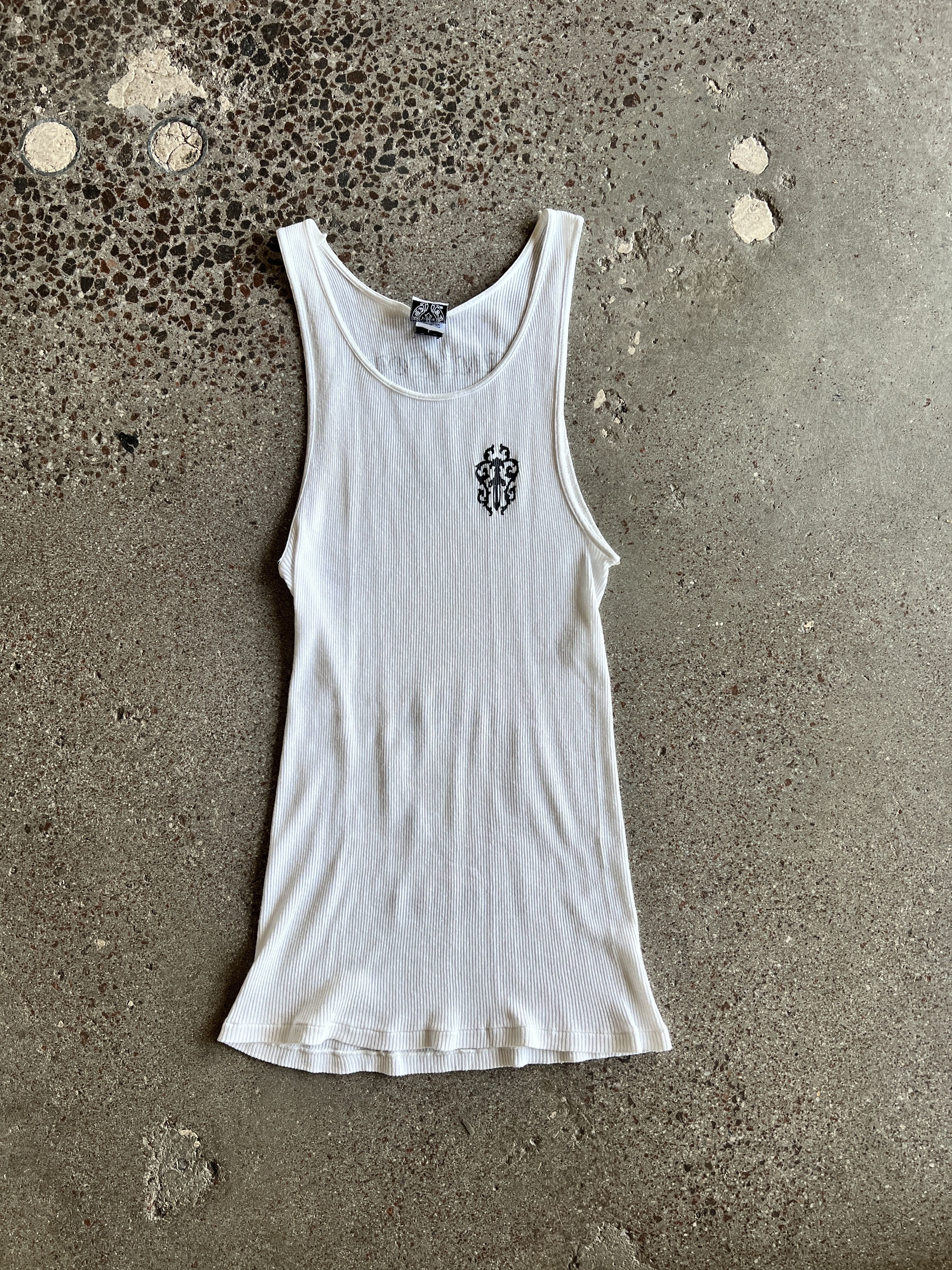 image of Chrome Hearts Fuck You White Tank Top, Men's (Size Large)