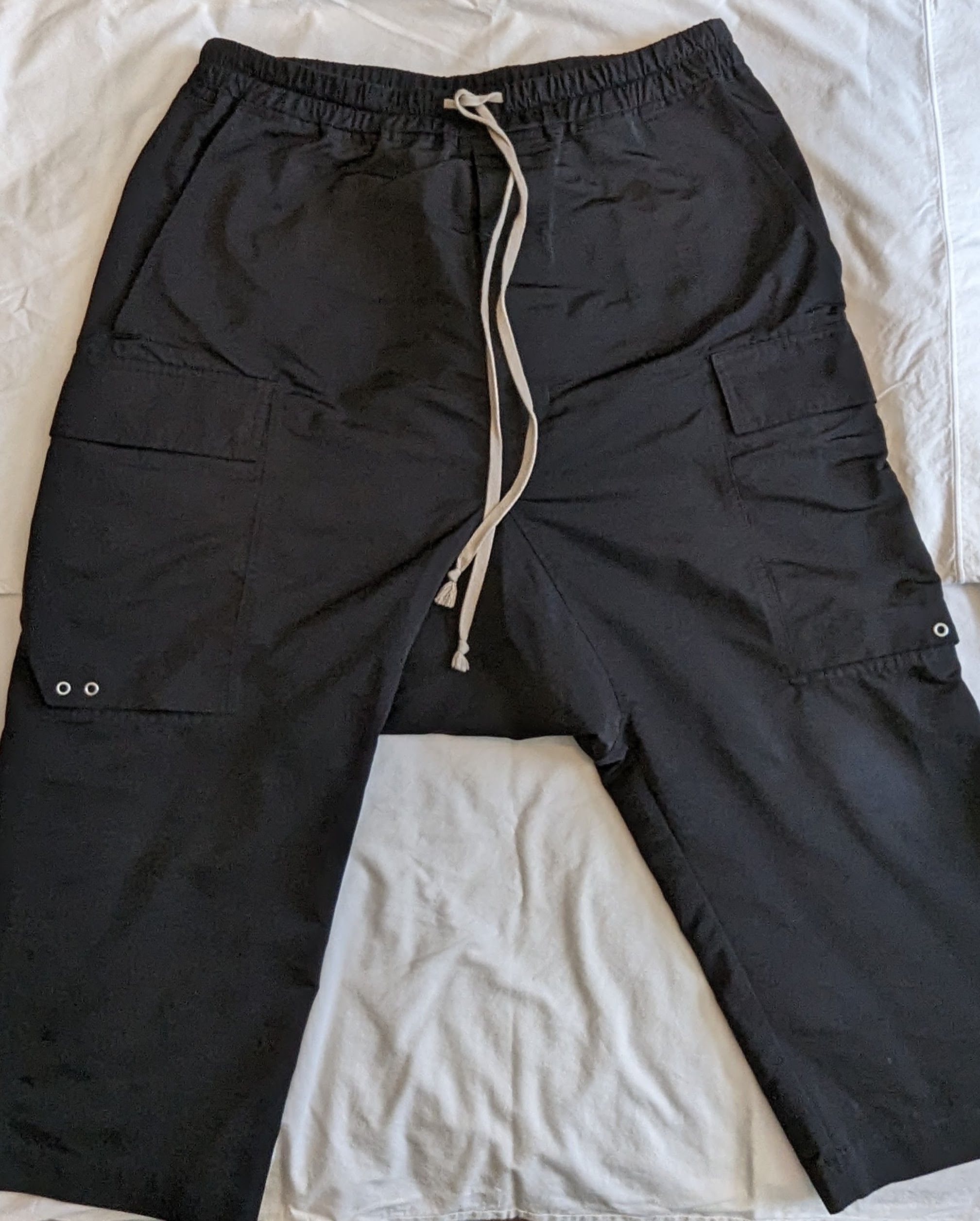 Pre-owned Rick Owens Babel Ss19 Nylon Cropped Drop-crotch Pants In Black