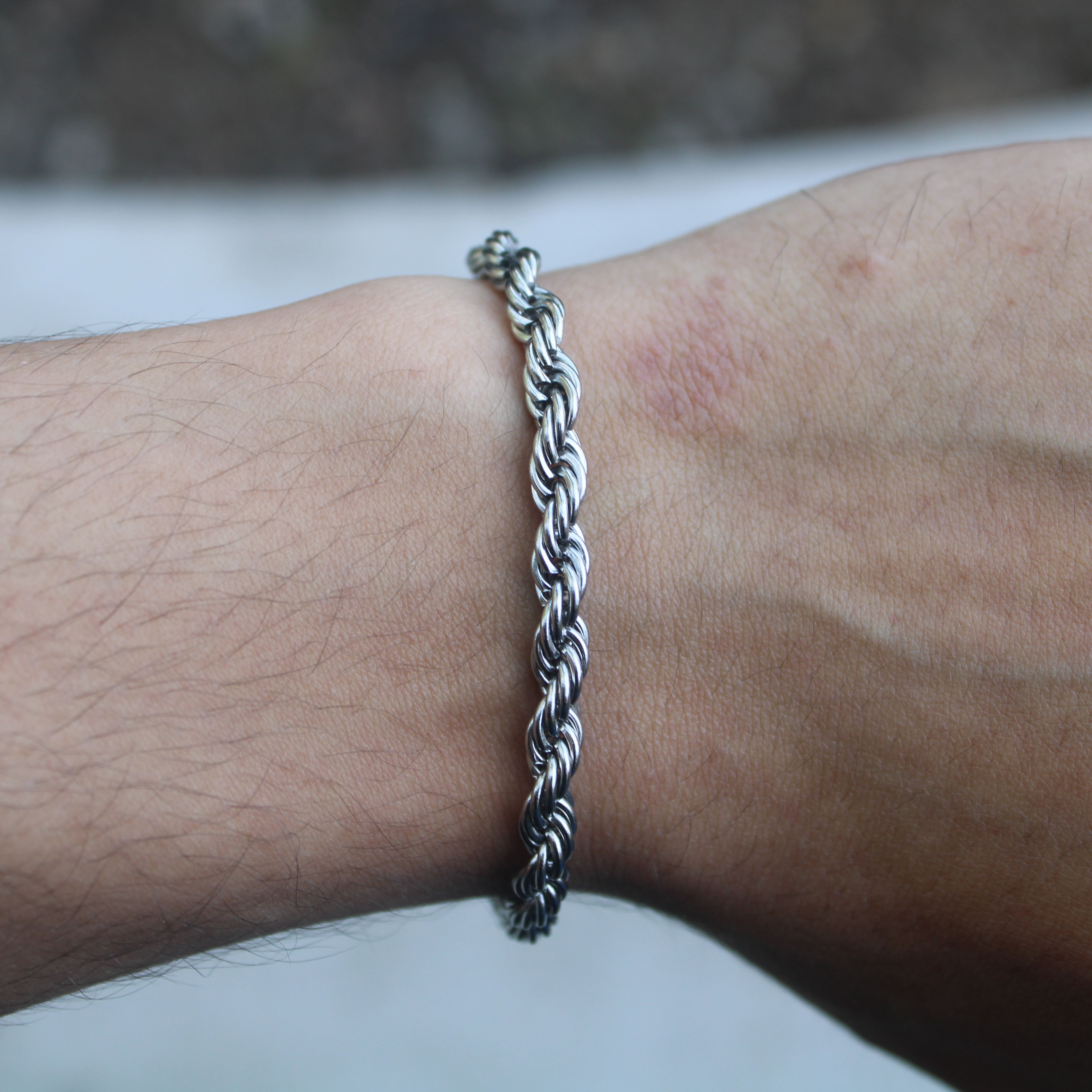 Jewelry × Vintage Silver 5mm Rope Bracelet 7"/ 8" Stainless Steel Size ONE SIZE - 1 Thumbnail