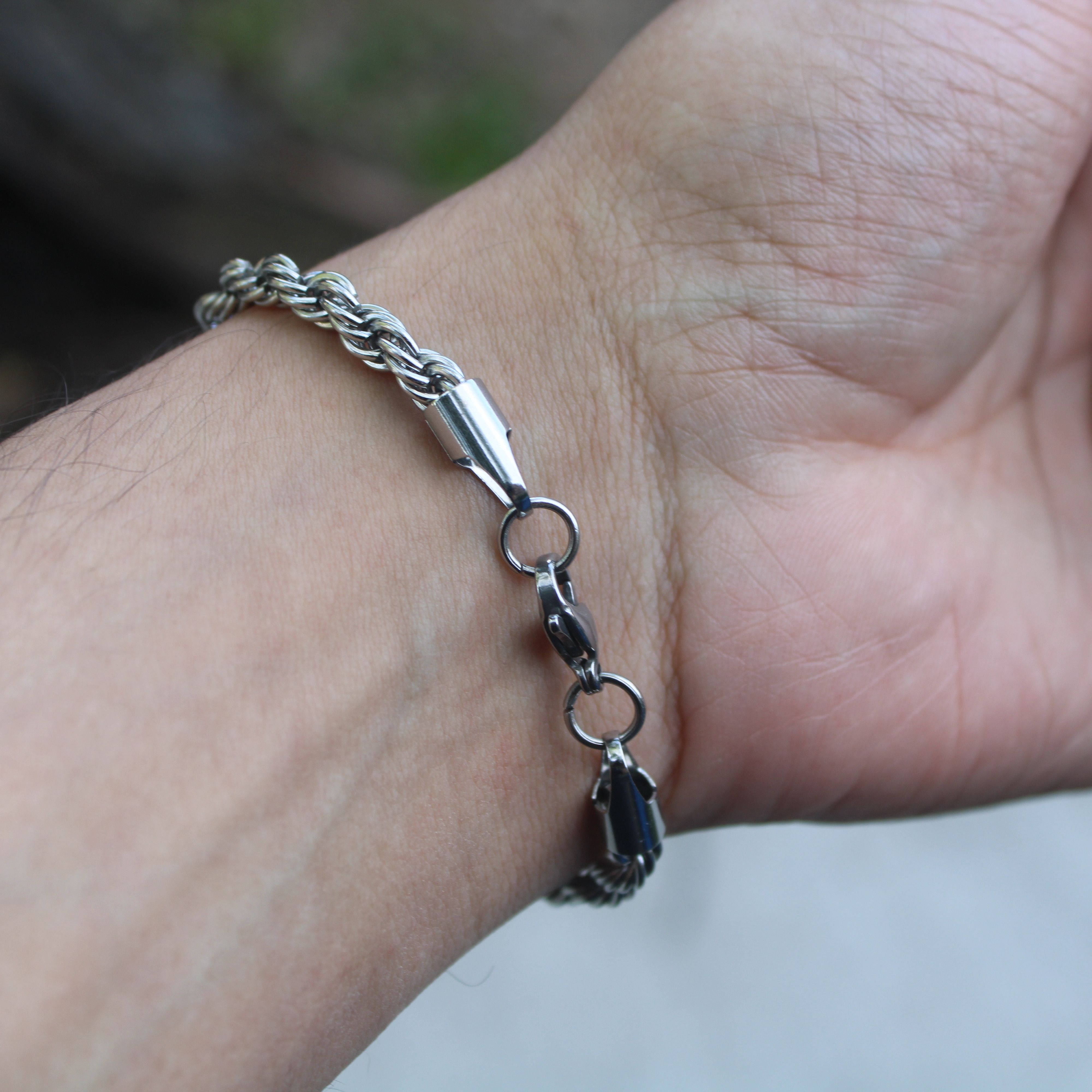 Jewelry × Vintage Silver 5mm Rope Bracelet 7"/ 8" Stainless Steel Size ONE SIZE - 3 Thumbnail
