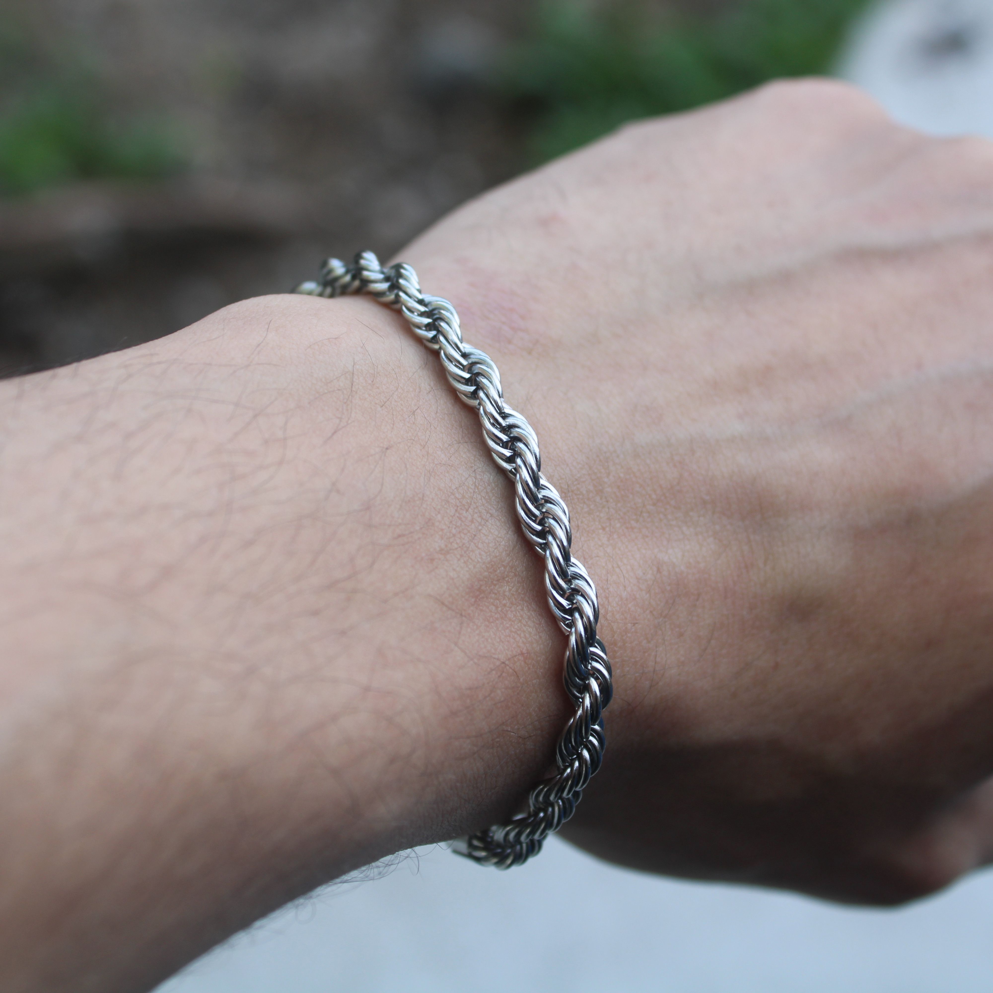 Jewelry × Vintage Silver 5mm Rope Bracelet 7"/ 8" Stainless Steel Size ONE SIZE - 2 Thumbnail