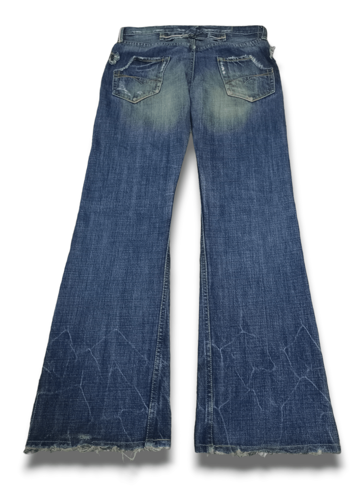Japanese Brand Vintage Japanese Brand Half Selvedge Blue Wash Flare Jeans Size 30" / US 8 / IT 44 - 2 Thumbnail
