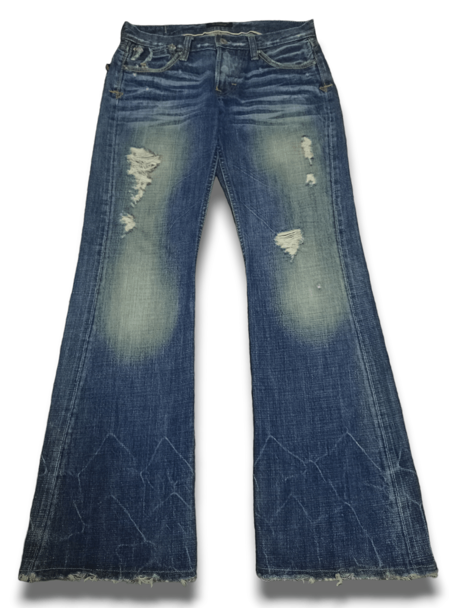 Japanese Brand Vintage Japanese Brand Half Selvedge Blue Wash Flare Jeans Size 30" / US 8 / IT 44 - 1 Thumbnail