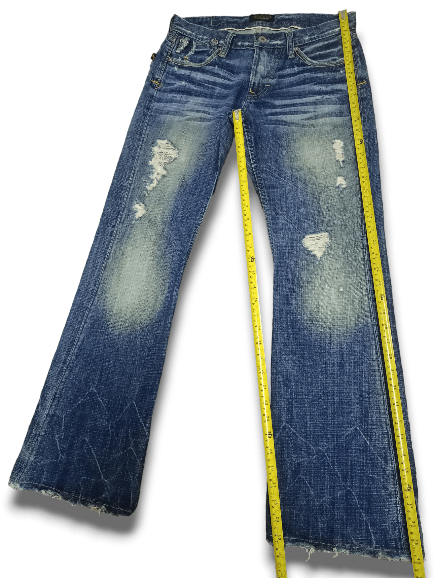 Japanese Brand Vintage Japanese Brand Half Selvedge Blue Wash Flare Jeans Size 30" / US 8 / IT 44 - 12 Thumbnail