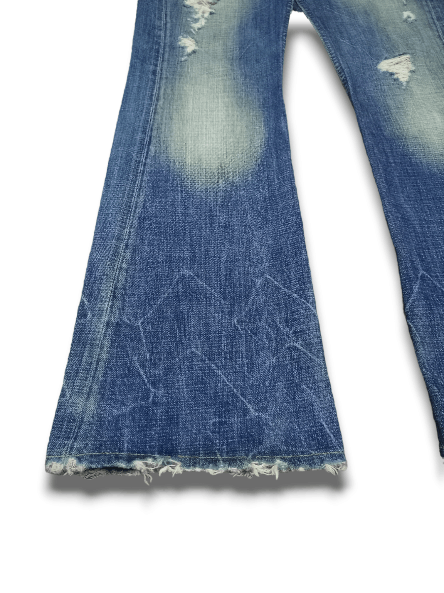 Japanese Brand Vintage Japanese Brand Half Selvedge Blue Wash Flare Jeans Size 30" / US 8 / IT 44 - 8 Thumbnail