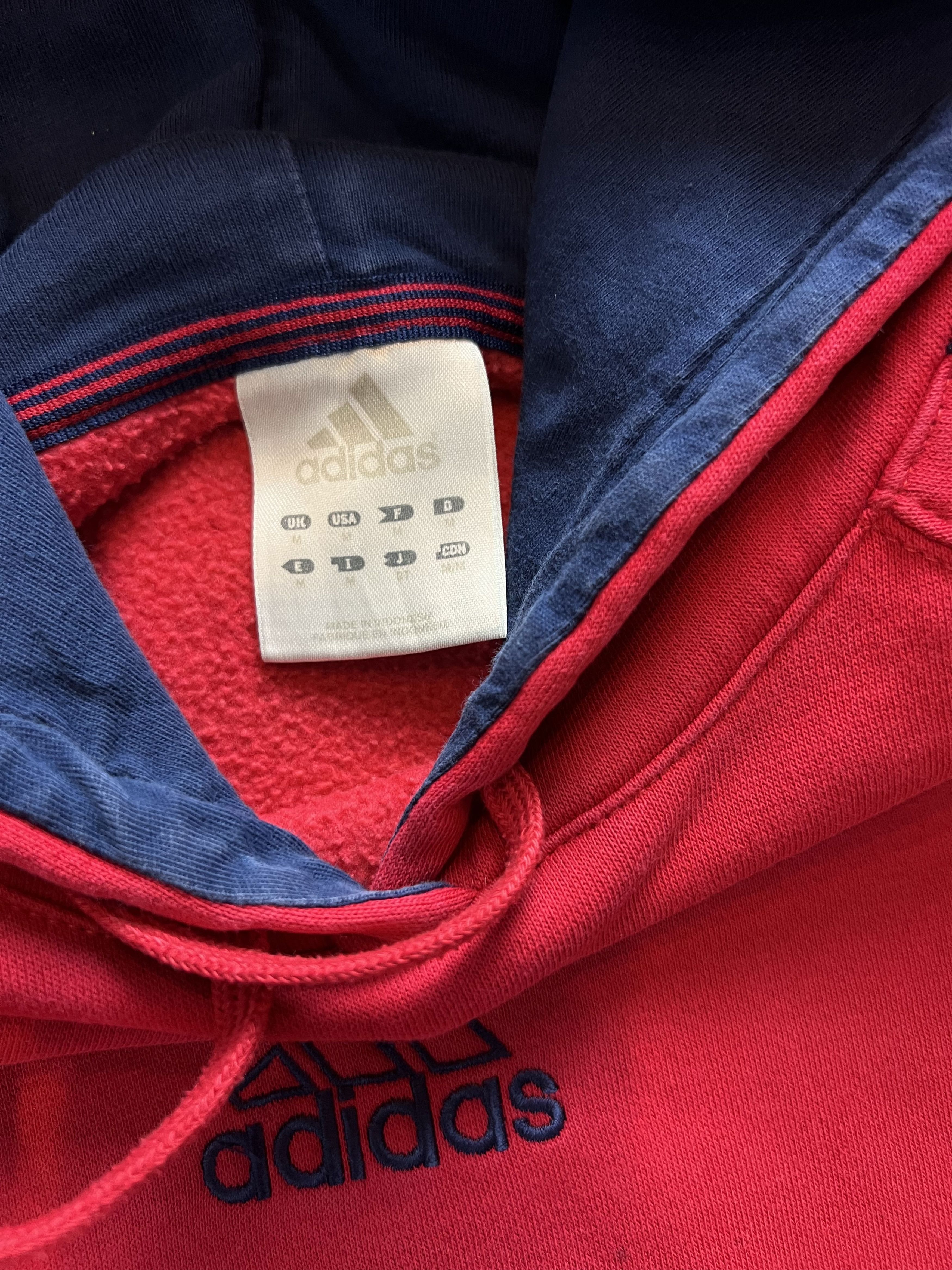 Adidas × Vintage Vintage Adidas Spellout Hoodie Red/Navy Size M / US 6-8 / IT 42-44 - 3 Thumbnail