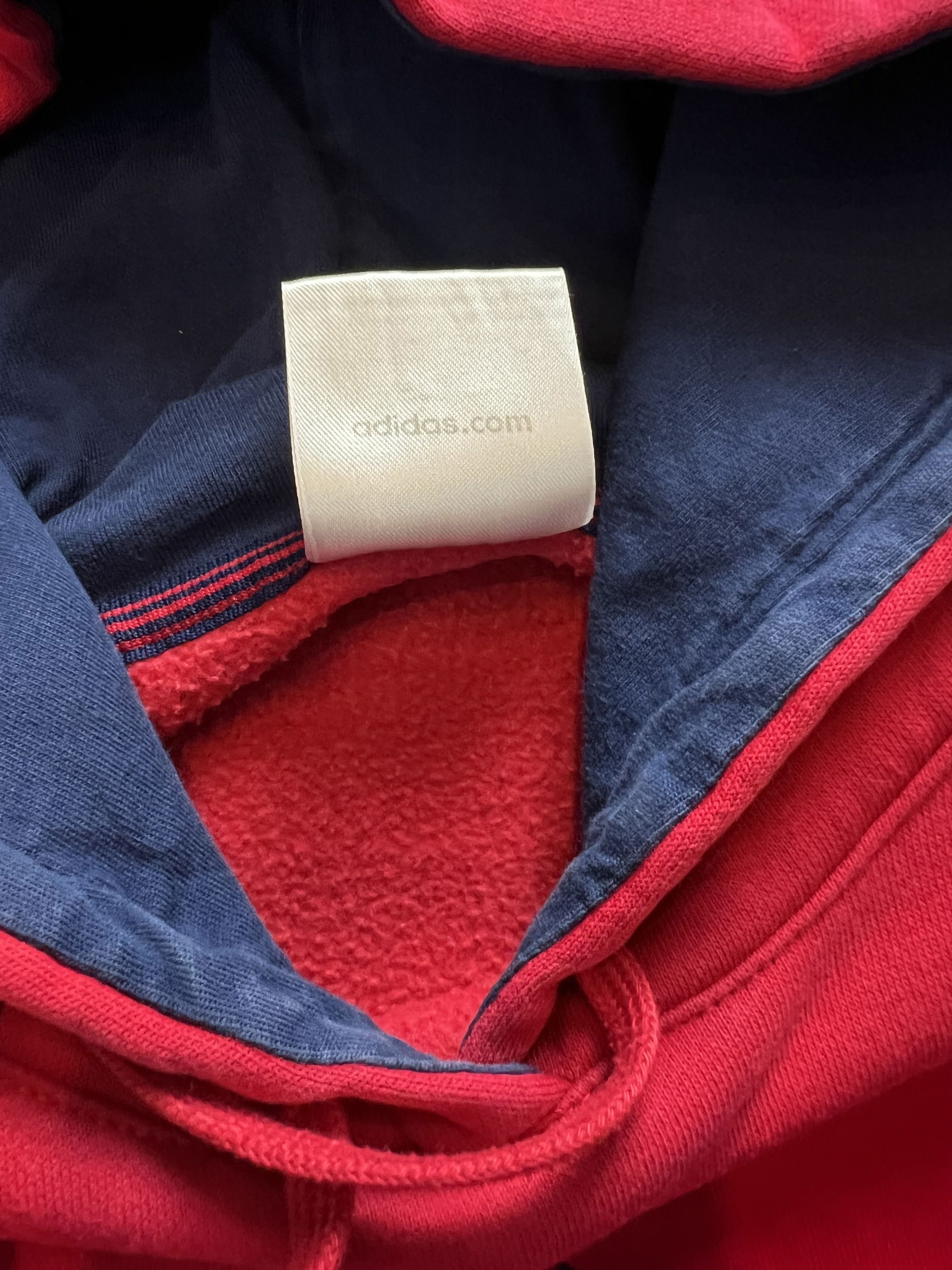 Adidas × Vintage Vintage Adidas Spellout Hoodie Red/Navy Size M / US 6-8 / IT 42-44 - 4 Thumbnail