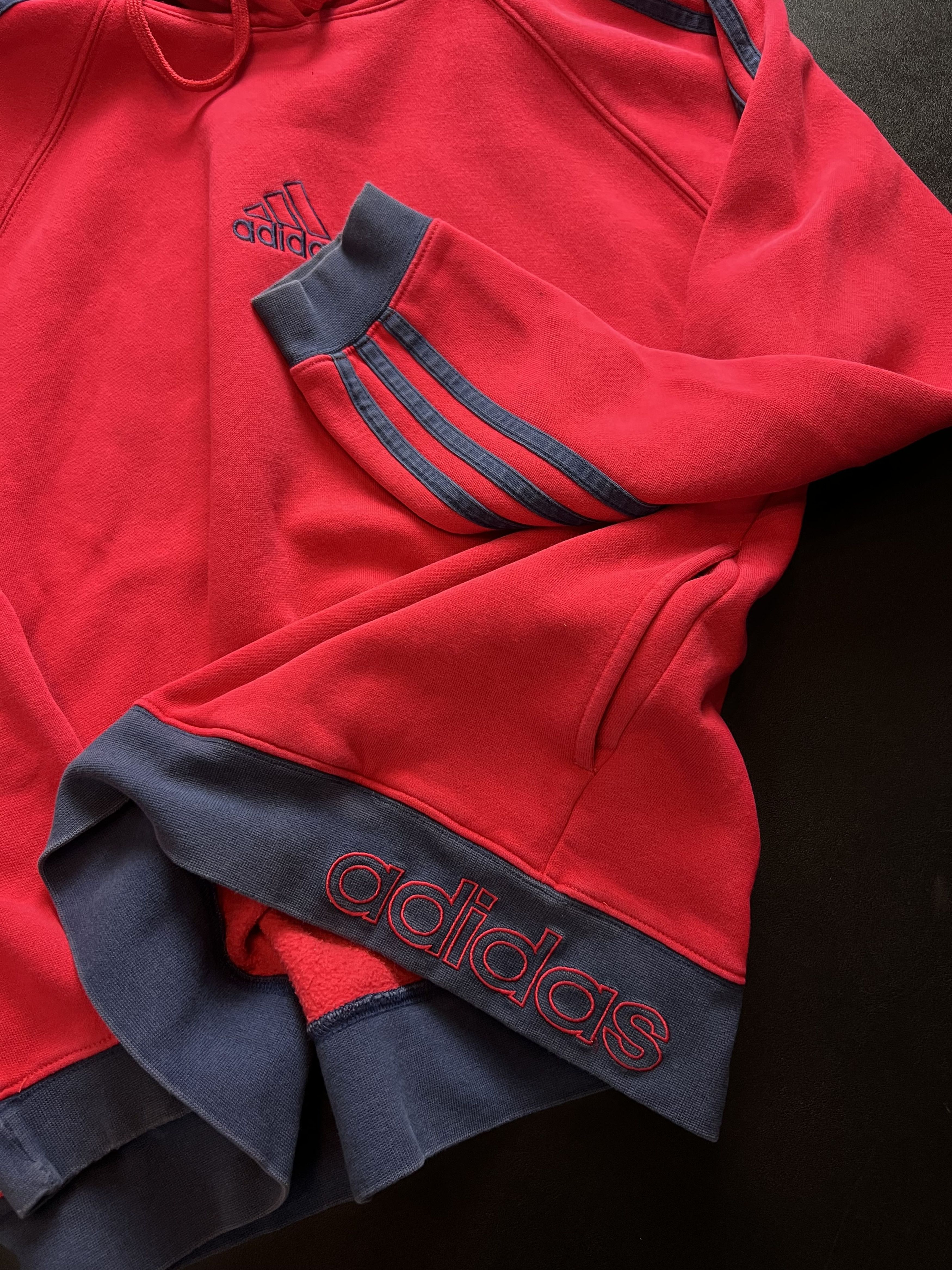 Adidas × Vintage Vintage Adidas Spellout Hoodie Red/Navy Size M / US 6-8 / IT 42-44 - 5 Thumbnail