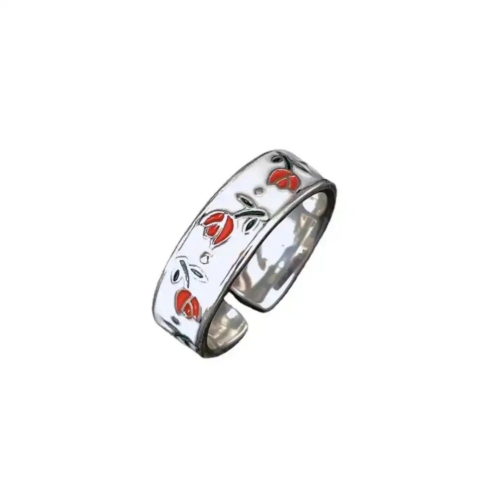 Japanese Brand Creative Handmade Tulip Enamel Heart Ring Size ONE SIZE - 1 Thumbnail