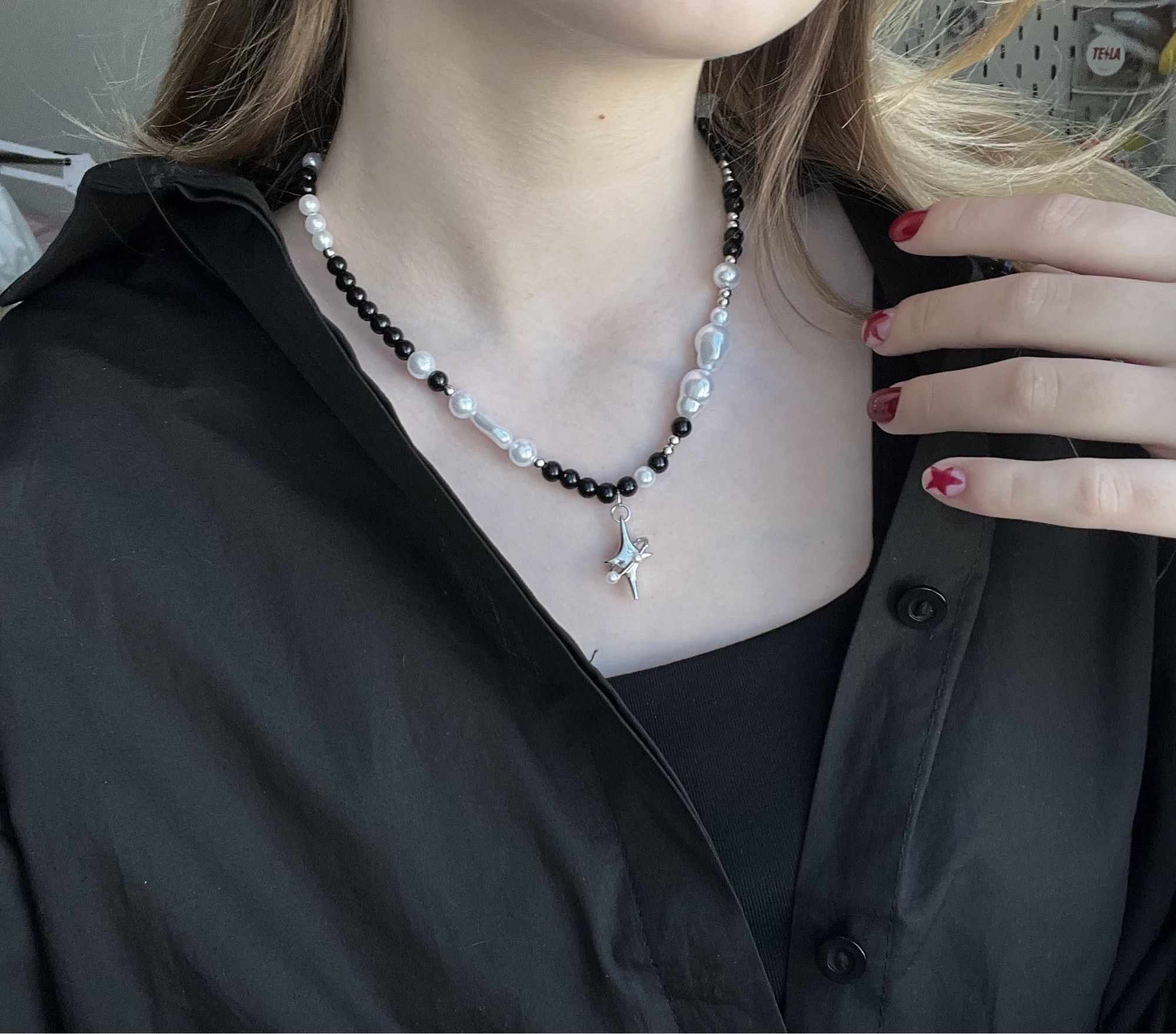 Japanese Brand Black White Pearl Necklace Size ONE SIZE - 4 Thumbnail