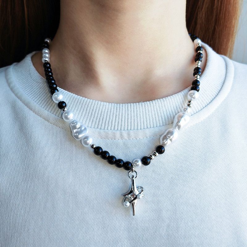 Japanese Brand Black White Pearl Necklace Size ONE SIZE - 6 Thumbnail
