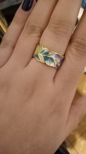 Japanese Brand Golden Color Feather Ring Size ONE SIZE - 4 Thumbnail