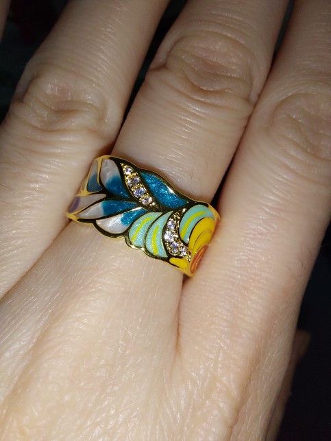 Japanese Brand Golden Color Feather Ring Size ONE SIZE - 3 Thumbnail