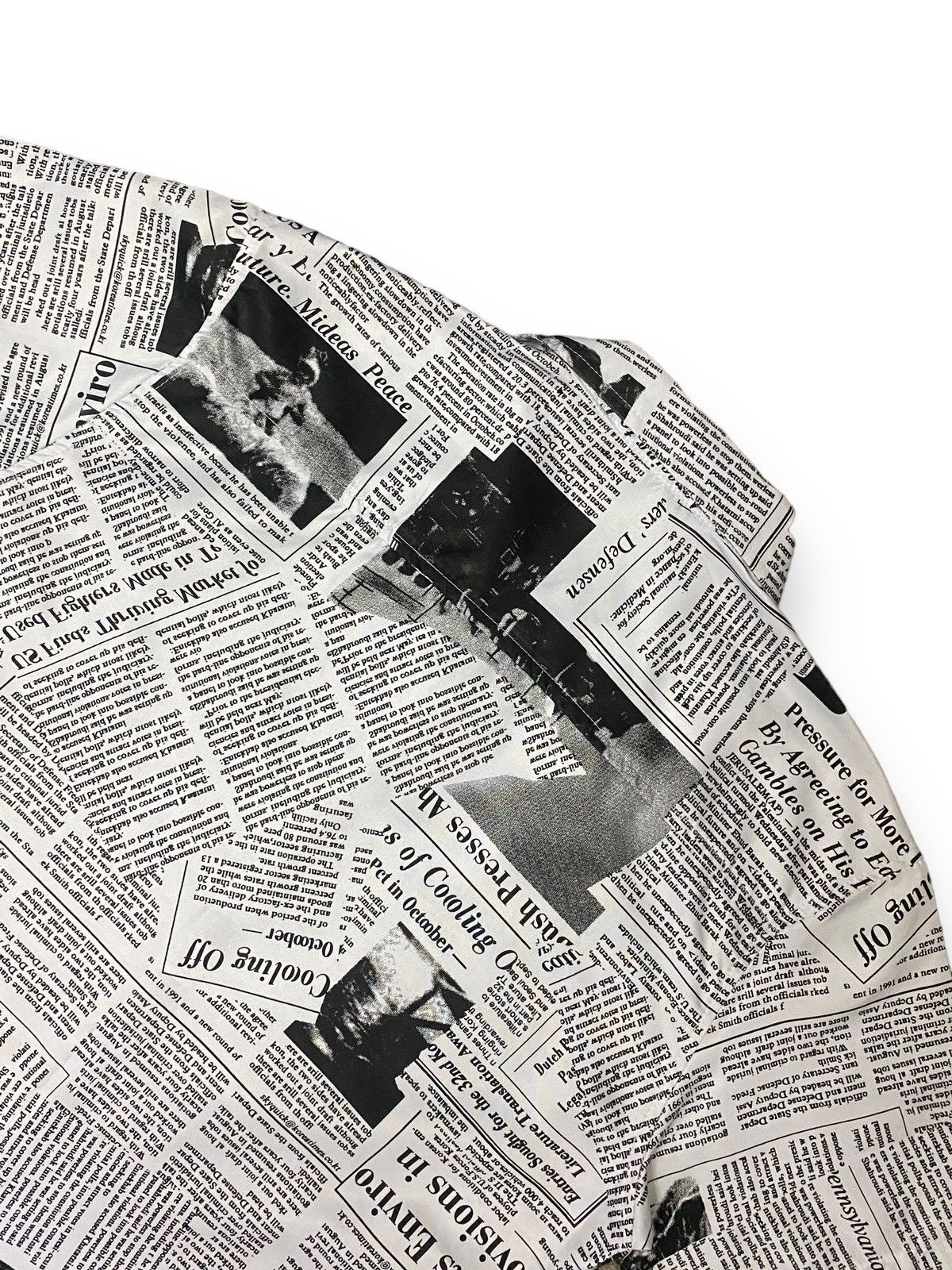 Japan Button Up Art of Newspaper Print Bulletin Human State
