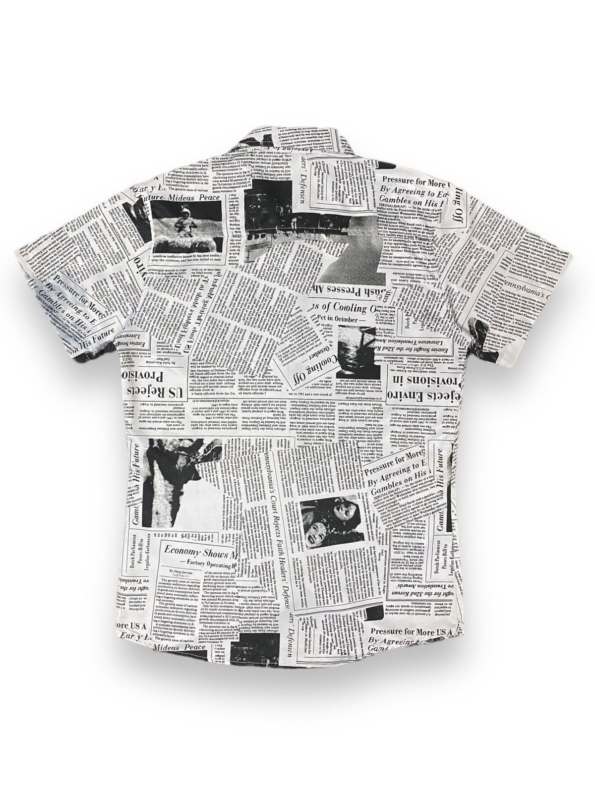 Japan Button Up Art of Newspaper Print Bulletin Human State