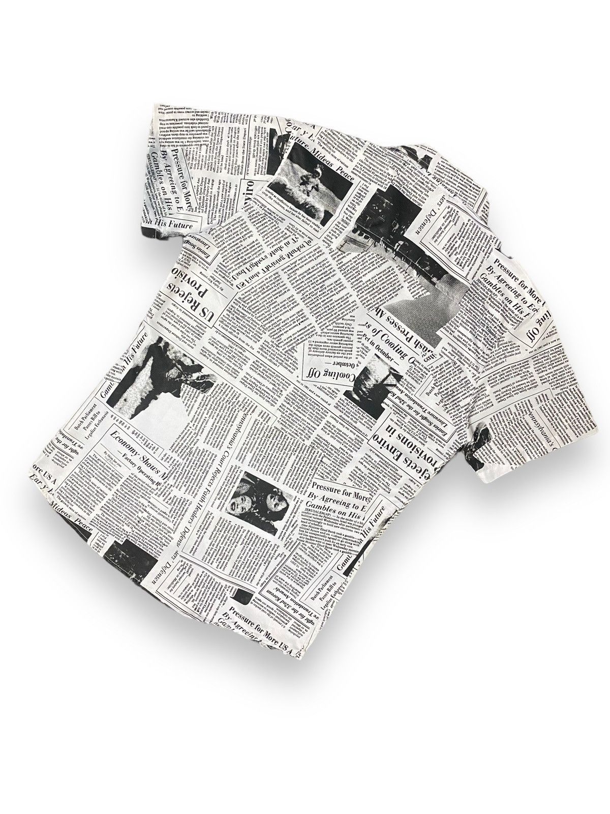 Japan Button Up Art of Newspaper Print Bulletin Human State