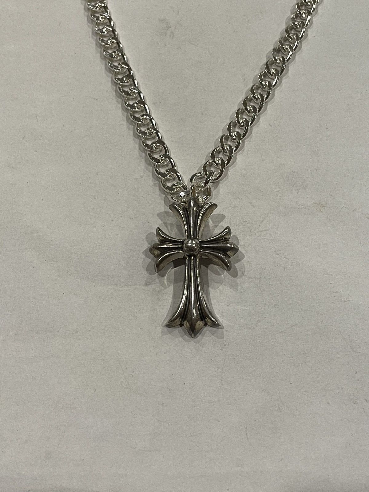 Chrome Hearts Chrome Hearts Large Cross Pendant Cuban Link Chain ...