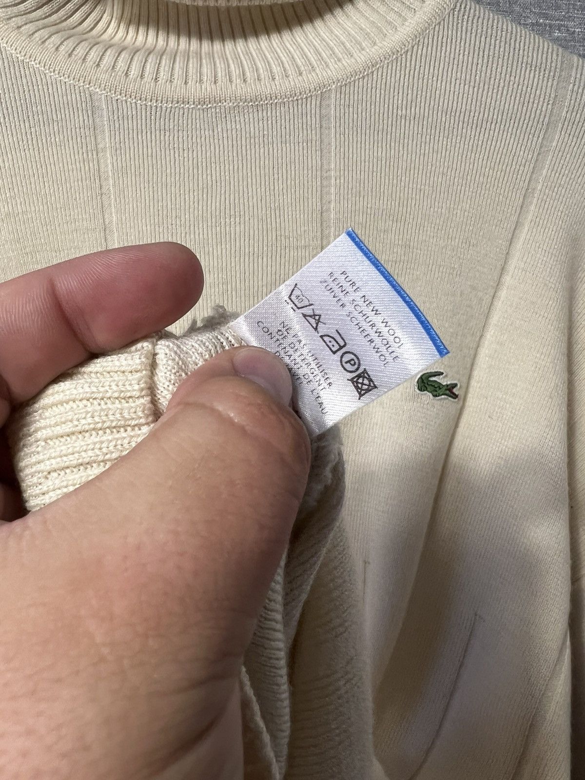 Lacoste × Vintage Rare Vintage Lacoste Pure New Wool Turtleneck Knit Sweater Size US XL / EU 56 / 4 - 12 Thumbnail