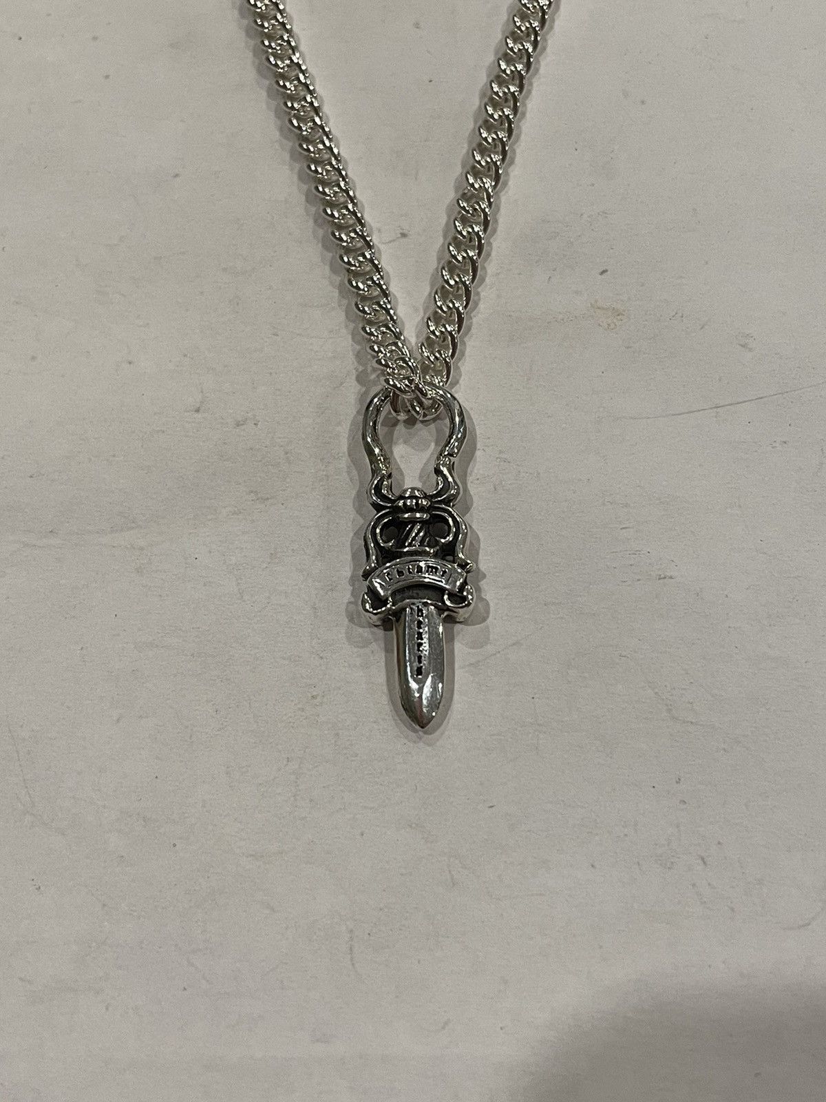 Chrome Hearts Chrome Hearts Dagger Pendant Cuban Link Chain Necklace ...