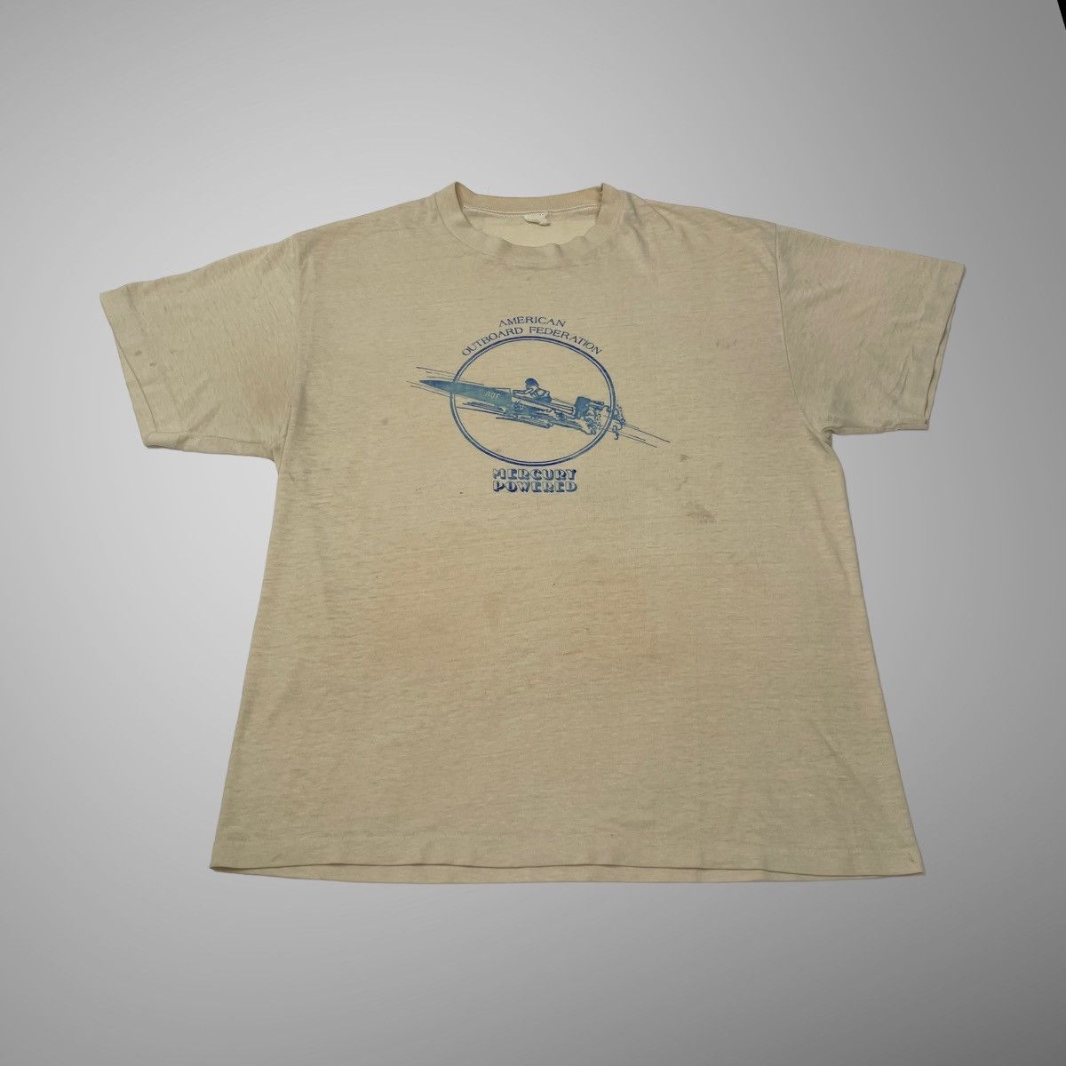 image of Very Vintage 1950S American Outboard Federation T Shirt in Off White, Men's (Size Medium)