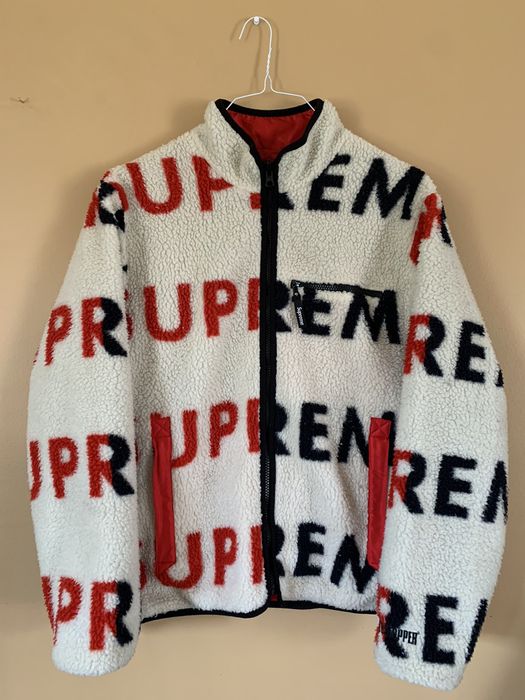Supreme Supreme Reversible Logo Fleece Jacket FW18 White | Grailed