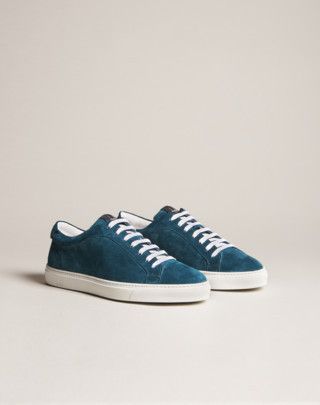 Alfred Dunhill Dunhill - Petrol Blue Suede Low-Top Sneakers Size US 9 / EU 42 - 2 Thumbnail