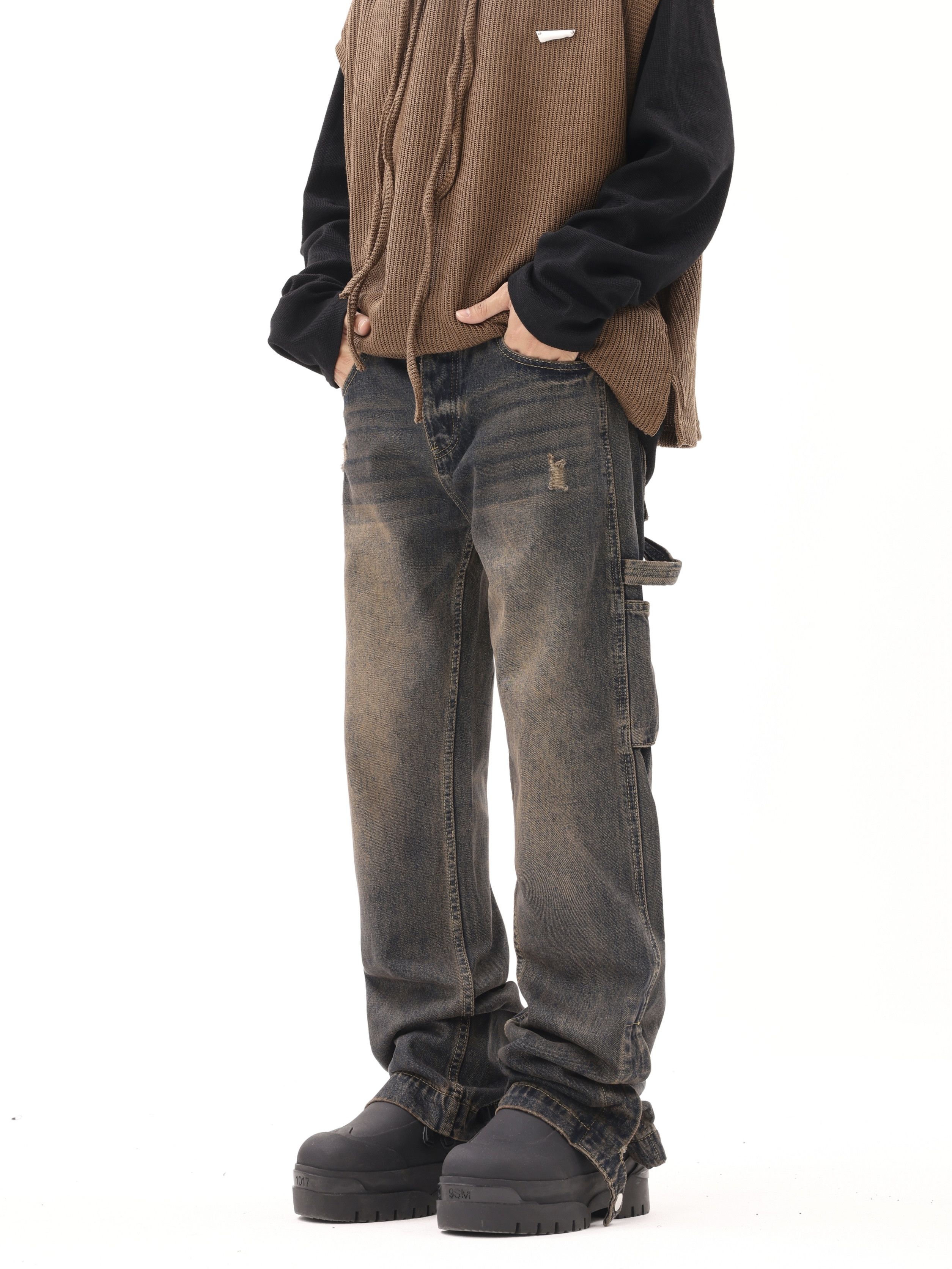 distressed carpenter hiphop utility jeans