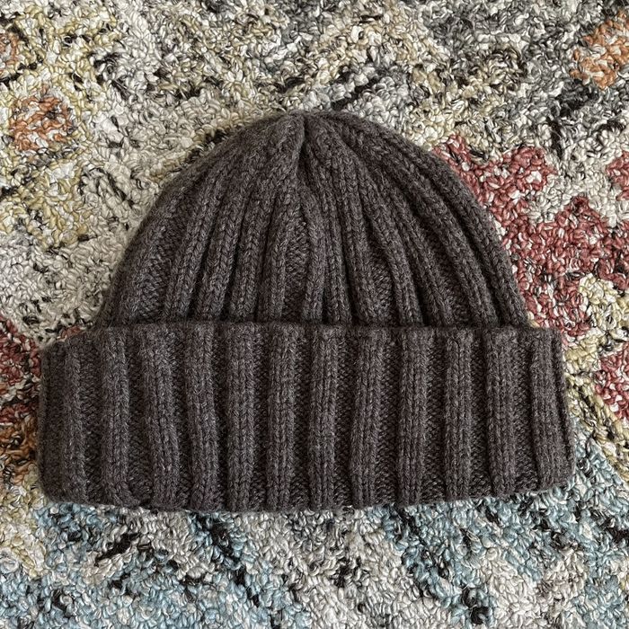 Muji nonitchy wool ribbed knit beanie brown cuffed Japan Grailed