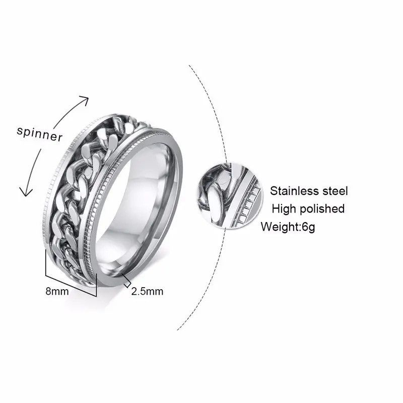 Jewelry Spinner Chain Unique Mens Womens Ring Size ONE SIZE - 3 Thumbnail