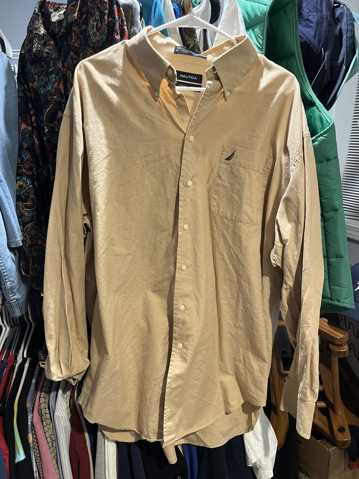 Nautica × Vintage Y2K 00s Tan Nautica Dress Shirt Size US L / EU 52-54 / 3 - 1 Thumbnail