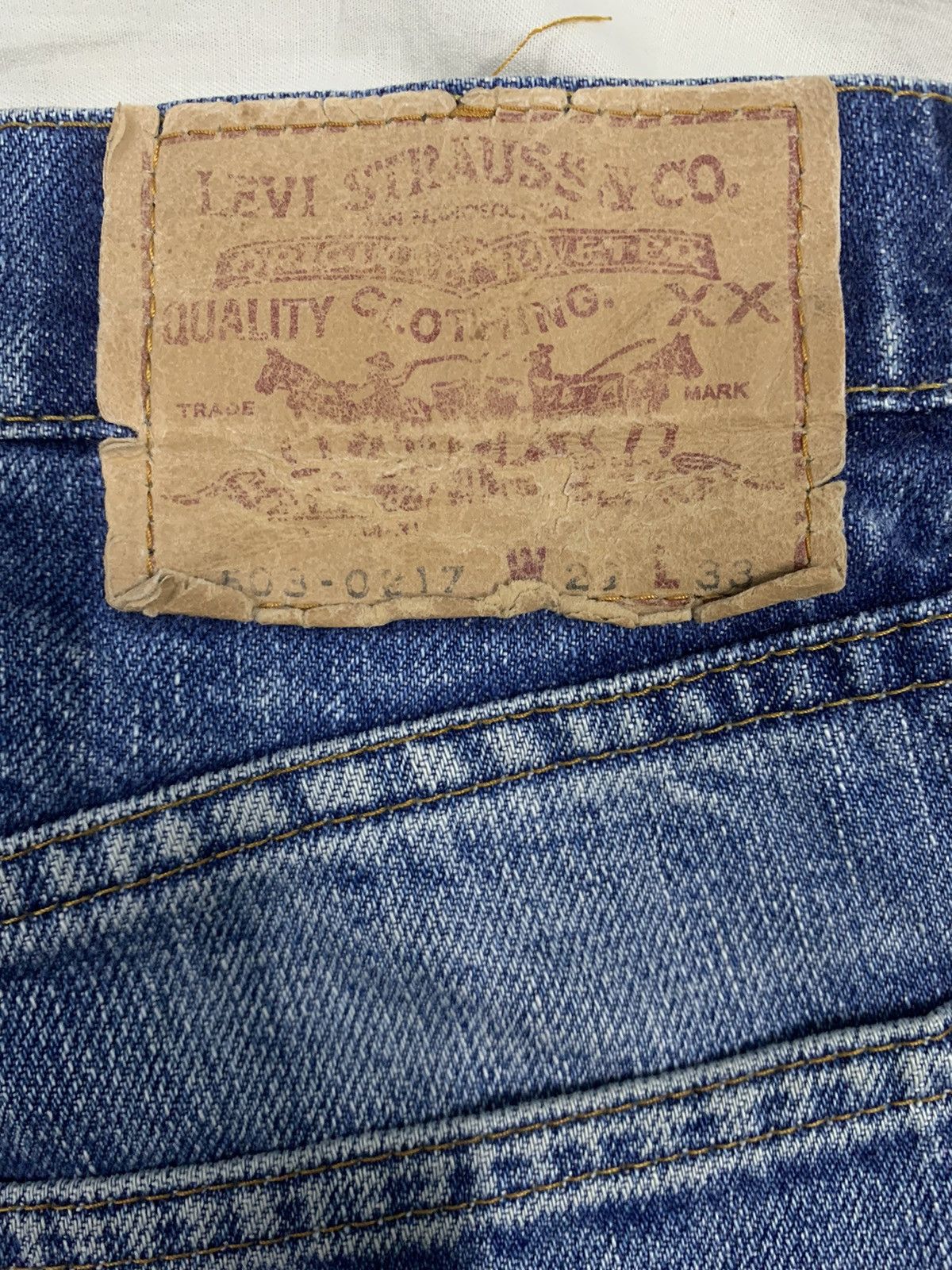 Levi's Vintage 90s Levis 503 Whiskers Blue Wash Ankle Jeans Size US 29 - 11 Thumbnail