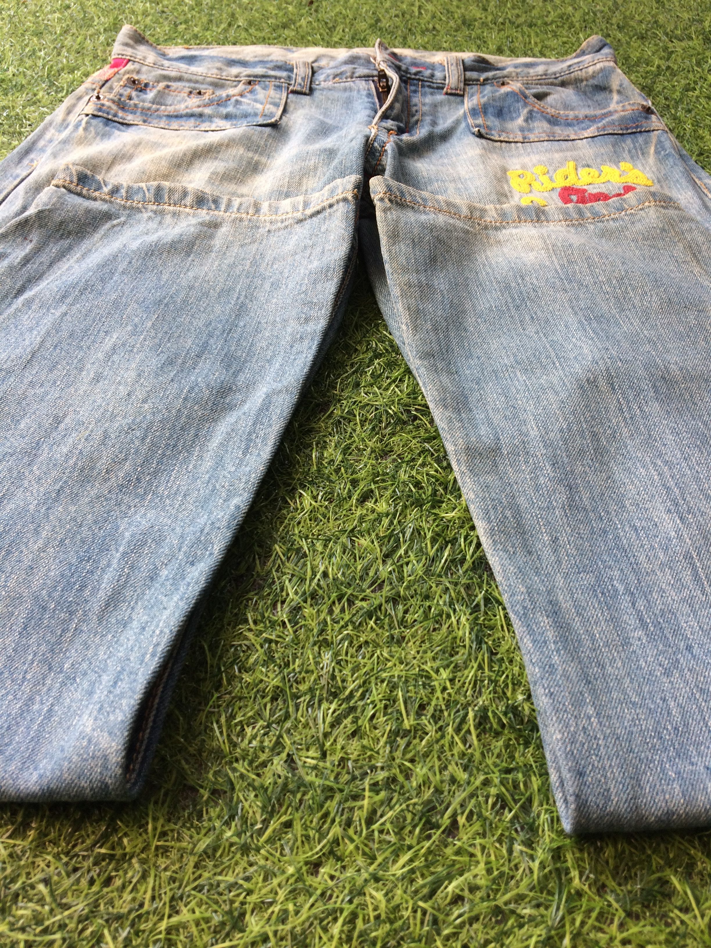 Japanese Brand Japan Spell Out Embroidered Distressed Jeans #D-481 Size US 31 - 5 Thumbnail