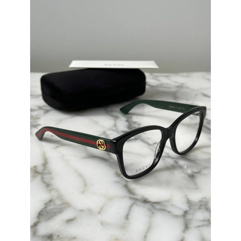 NEW Gucci GG0038ON Black Striped Arm Eyeglasses Frames