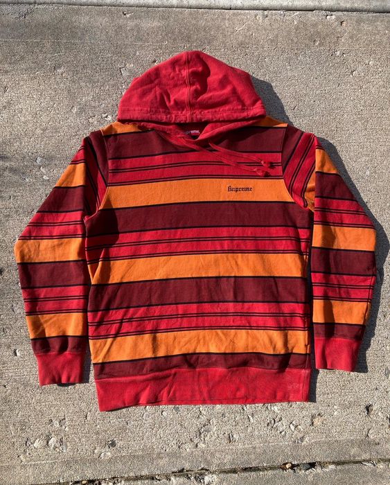 Supreme striped 2024 hooded crewneck