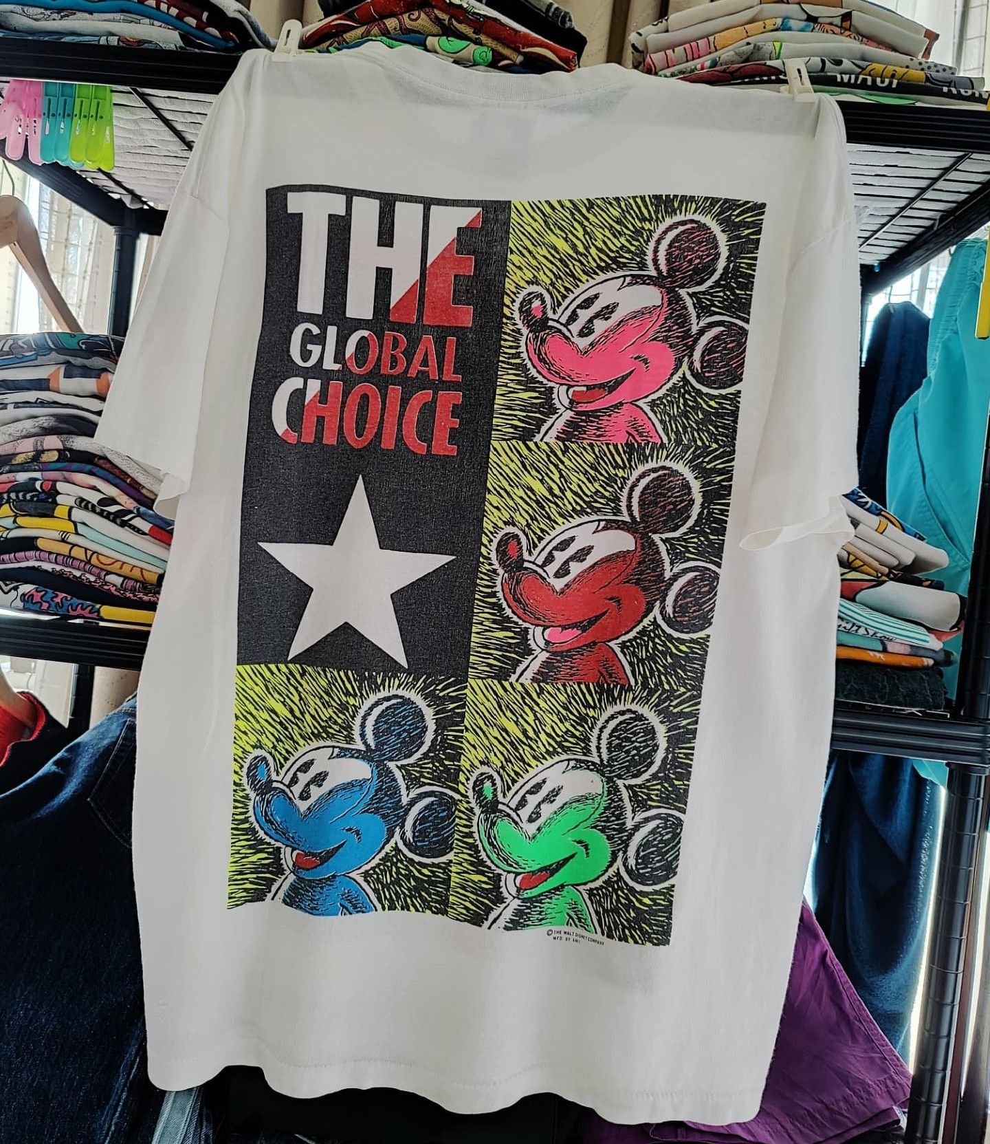 Disney Rare vtg80s - Mickey Mouse, the Global Choice 🌟 PopArt Size US XL / EU 56 / 4 - 2 Thumbnail