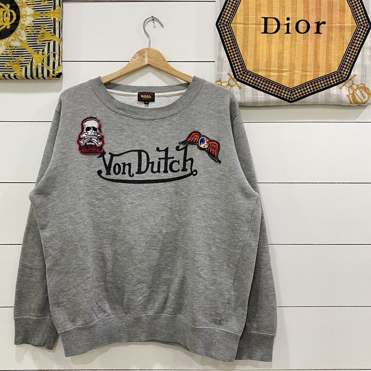 Japanese Brand × Vintage × Von Dutch Vintage Von Dutch Spell Out Big Logo Sweatshirt Size US M / EU 48-50 / 2 - 2 Thumbnail