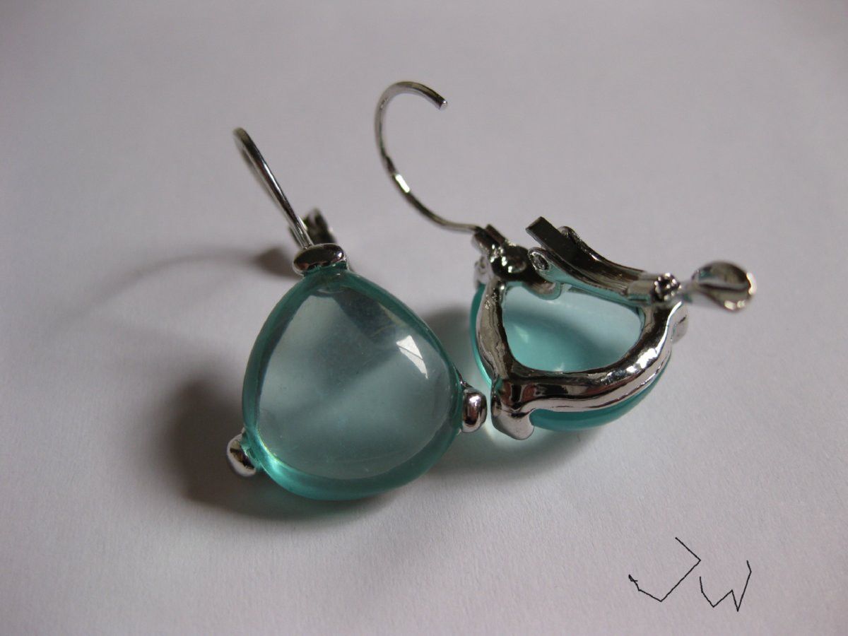 Handmade Ocean Green Crystal Bead Hoop Clip-on Earrings Size ONE SIZE - 3 Thumbnail