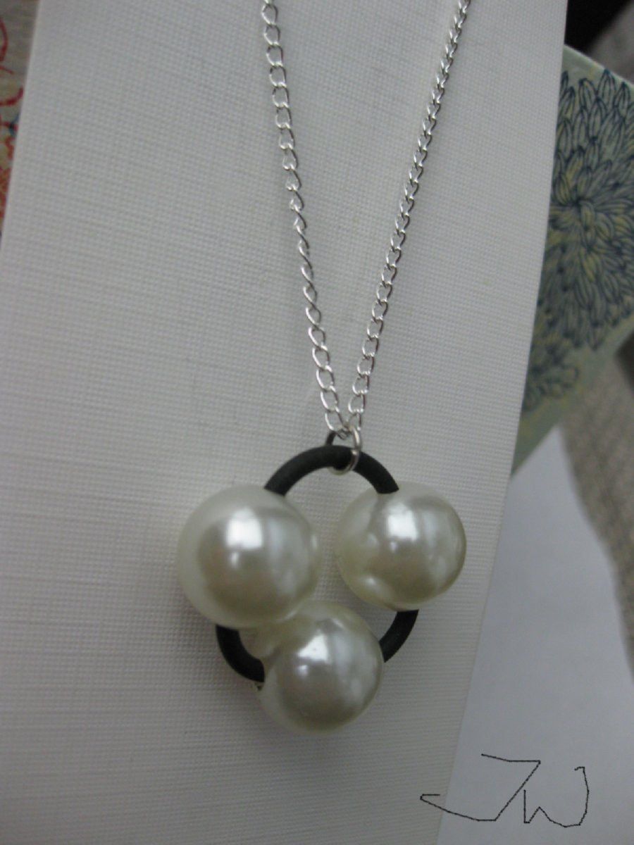 Handmade 3 pearl beads chain necklace Size ONE SIZE - 3 Thumbnail