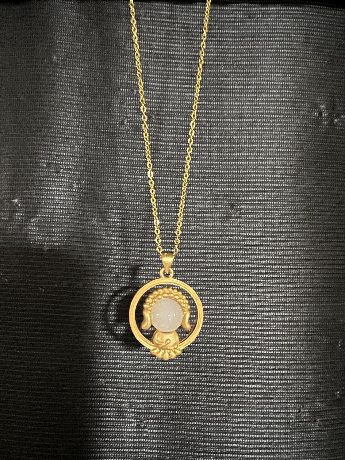 Jewelry Buddha Gold Chain Necklace With White Jade, Men's