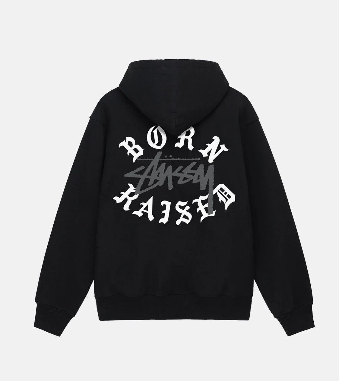 image of Stussy Born X Raised Logo Zip Hoodie Black, Men's (Size Medium)