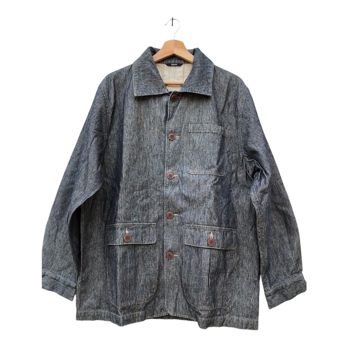 image of Denim Jacket x Zippo Vintage Zippo Jacket Lined Denim Coat in Silver, Men's (Size Large)
