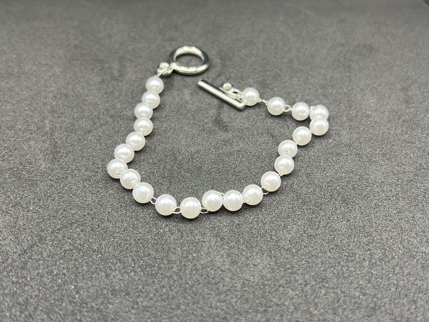 Jewelry White Pearl Beads Chain Bracelet Size ONE SIZE - 2 Thumbnail