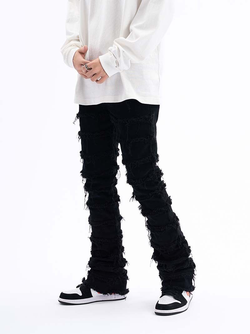 punk flared damaged jeans